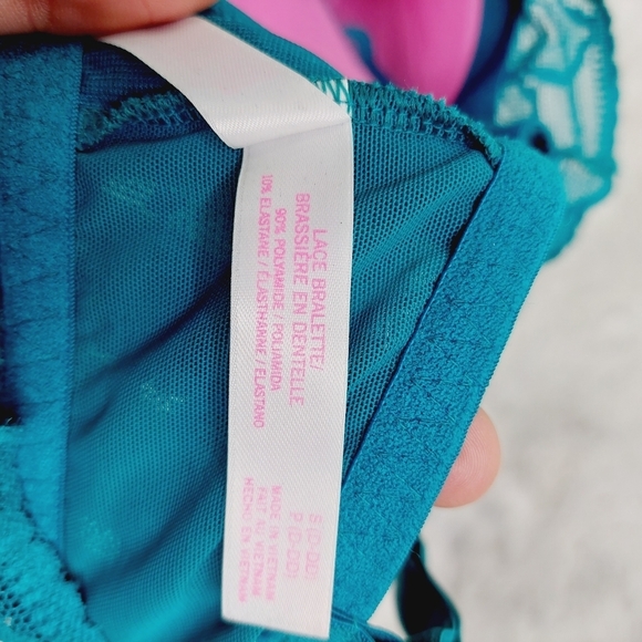 PINK Victoria's Secret Blue Floral Lace Push Up Bralette Bra 1949 - Picture 10 of 11
